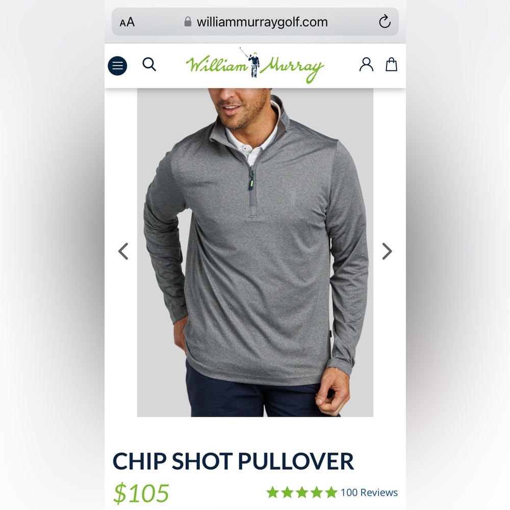 William Murray Chip Shot Pullover size L NWT